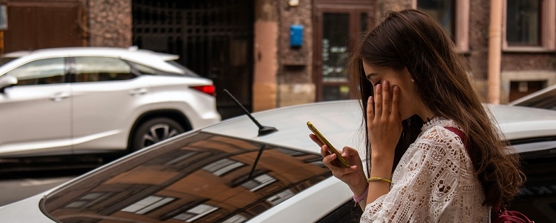 Woman on phone after accident